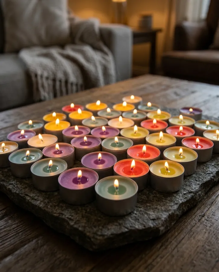 NiceLook result: the candles lit on a stone tray in a living room